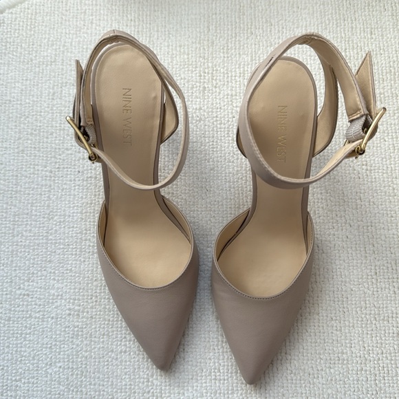 Nine West Callen Nude Leather Ankle-strap Heels - Picture 4 of 9